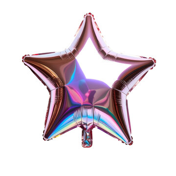 Shining Star Balloon: A captivating, iridescent star-shaped balloon, rendered in stunning detail, floating freely against an undefined backdrop, capturing the essence of joy, celebration and wonder.