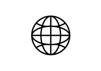 Poster - Simple black line art globe icon on a clean white background
