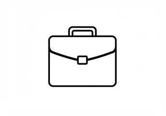 Fototapete - Simple black line art icon of a classic briefcase on a white background