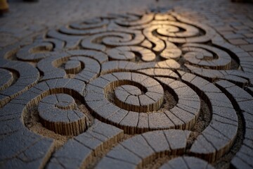 Poster - Intricate carved stone pattern isolated on a transparent background, close-up