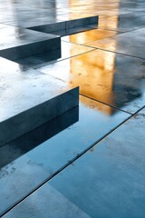 Aufkleber - Vivid reflections on a smooth mirror surface showcase dynamic textures and colors in a creative space