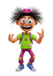 © creative - Cartoon boy with exaggerated features in colorful, slightly tattered clothing, displaying a cheerful, energetic pose against a plain white background.