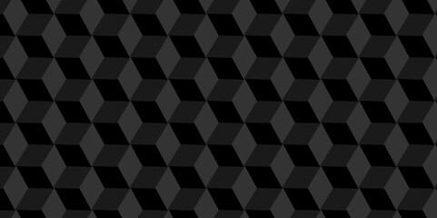 Poster - Black abstract cube square geometric tile hexagon mosaic wall grid wallpaper. black and gray geometric block cube structure texture background.	
