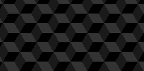 Poster - Black abstract cube square geometric tile hexagon mosaic wall grid wallpaper. black and gray geometric block cube structure texture background.	
