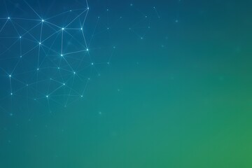 Fototapete - Abstract network of glowing nodes and lines on a blue to green gradient background
