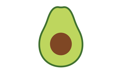 Poster - Illustration of a halved avocado with a brown seed on a white background