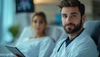 © GOLVR - Young Doctor Using Tablet with Patient in Modern Hospital Room