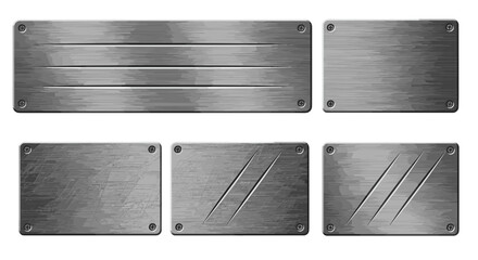 Poster - Collection of metal plates with different textures and patterns arranged on a plain white background