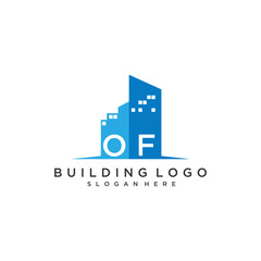 Poster - OF initial monogram logo real estate for building