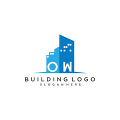 Poster - OW initial monogram logo real estate for building