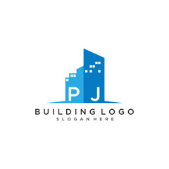 Poster - PJ initial monogram logo real estate for building