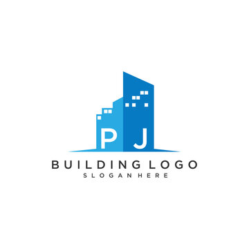 PJ initial monogram logo real estate for building