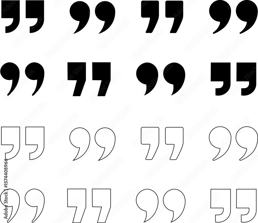 Quotation mark doodle hand drawn set. Quotation marks drawing for ...