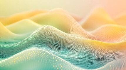 Aufkleber - Pulsing bright particles moving in slow, rhythmic waves over a soft gradient of green and yellow 