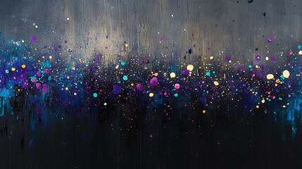 Aufkleber - Shimmering particles slowly spreading across a charcoal grey background with hints of electric blue and violet 