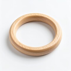 Poster - Simple minimalist wooden ring with smooth texture and subtle grain patterns on white background