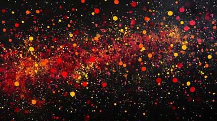 Aufkleber - Tiny particles of red, yellow, and orange gently floating across a black backdrop, invoking the feel of fireworks 