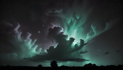Wall Mural - night sky with stars and clouds