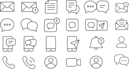 Communication and notification icons envelope message