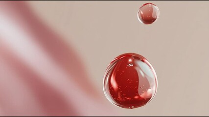Poster - Liquid droplets fall softly against a smooth surface while shimmering light reflects off their surfaces