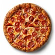 © nsit0108 - Round pepperoni pizza showing delicious slices of tasty meat and melted cheese, making a tempting culinary delight