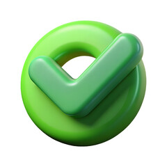 Poster - Bright green 3 D checkmark symbol with a circular outline on a black background tick correct