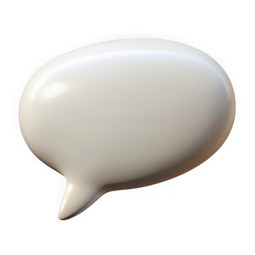 3d rendered white chat bubble graphic element for communication and discussion isolated on transparent background.