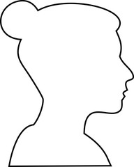 Poster - Woman face side profile icon in linear outline design.