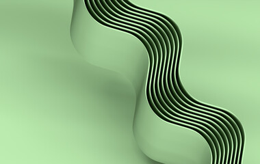 Poster - Vertical Green Wavy Paper Layers with 3D Depth and Smooth Contours

