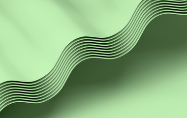 Poster - Abstract Mint Green Folded Structure with Symmetrical Wave Design