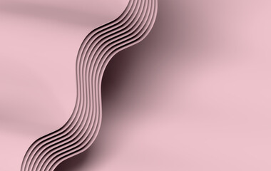 Poster - Abstract 3D Pink Wave Layers with Smooth Curves and Shadowed Depth
