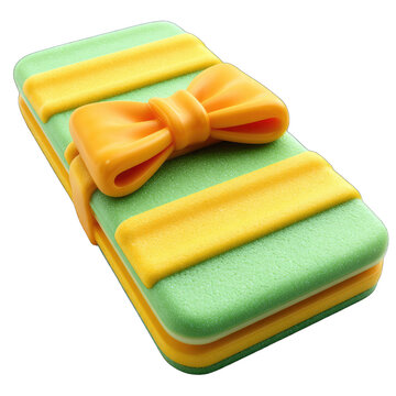 Festive Green Gift Box with Yellow Ribbon