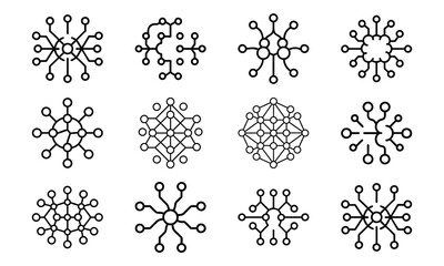 Poster - Collection of abstract circuitry designs in black and white illustrating connection and networking