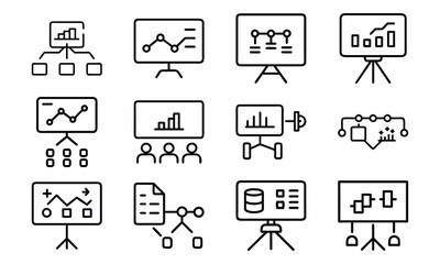 Poster - Collection of vector presentation and business charts displayed on white background