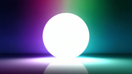 Poster - Radiant Sphere: A mesmerizing luminous sphere emits a soft, ethereal glow, suspended against a gradient backdrop of vibrant, saturated colors, inviting contemplation.