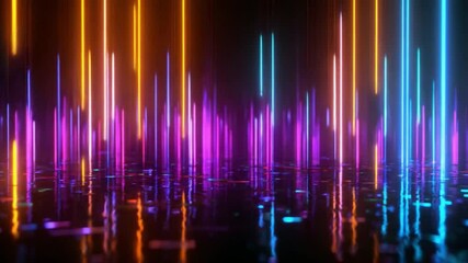 Poster - Abstract Neon Light Display: An abstract display of neon lights illuminates with vibrant colors creating an immersive visual experience.