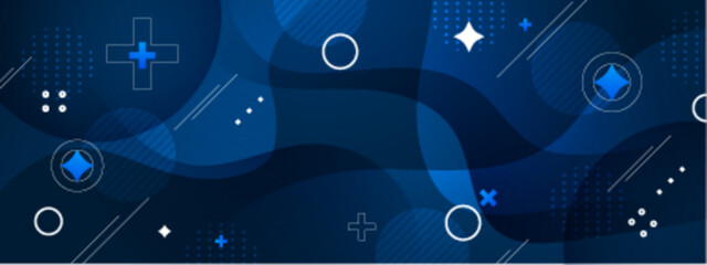 Wall Mural - abstract blue design with geometric shapes suitable for modern branding, web backgrounds, or tech co