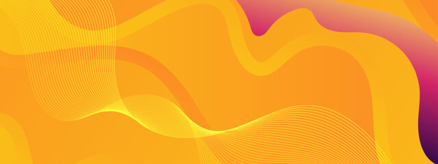 Wall Mural - Yellow and orange abstract waves with thin lines suitable for backgrounds, banners, prints, and web designs needing vibrant patterns.