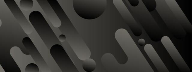 Wall Mural - abstract geometric pattern of black and gray rounded rectangles and circles. suitable for modern bac
