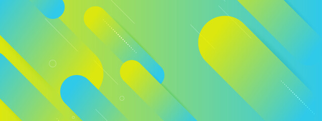 Poster - Abstract green and blue gradient background with rounded shapes. Suitable for naturethemed designs, tech presentations, environmental campaigns, and wellness content.