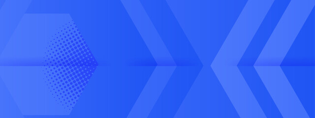 Poster - Blue abstract geometric shapes with halftone pattern, suitable for backgrounds, prints, and digital design projects requiring a modern aesthetic.