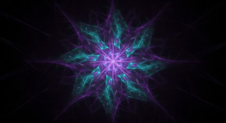 Poster - Celestial Fractal Flower - Abstract symbolizing cosmic energy, spiritual enlightenment, intricate design, vibrant colors, and natural symmetry