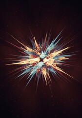Poster - Colorful Burst of Light - Abstract art depicting a vibrant explosion of light and color against a dark background, symbolizing energy, creativity, innovation, dynamism, and cosmic power