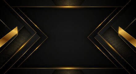 Poster - Elegant Dark Abstract Background - Sophisticated design, symbolizing luxury, power, success, mystery, and prestige. Geometric shapes and gold accents create a striking visual