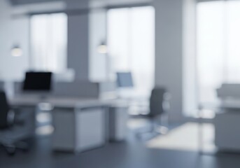 Poster - Modern Office Workspace Blur - Symbolizing productivity, collaboration, innovation, success, and growth in a modern and efficient office environment. A blurred for a calming and professional feel