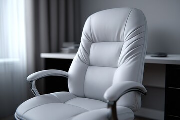 Poster - Comfortable ergonomic chair in a modern office setting with natural light filtering through the window