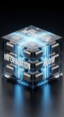 Poster - Conceptual image depicting information flow and data processing within a futuristic digital framework