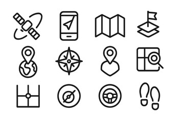 Poster - Minimalist linear icons for navigation and location technology