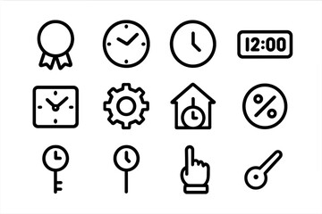 Poster - Minimalist time and utilities icons with shadow effect for modern design