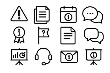 Poster - Modern linear icons for communication and information